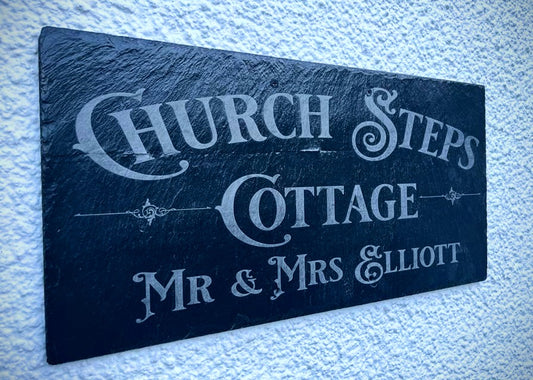 Personalised Custom House Slate | UK Engraved Slate Sign | Door Sign | House Number | Free Artwork & Design