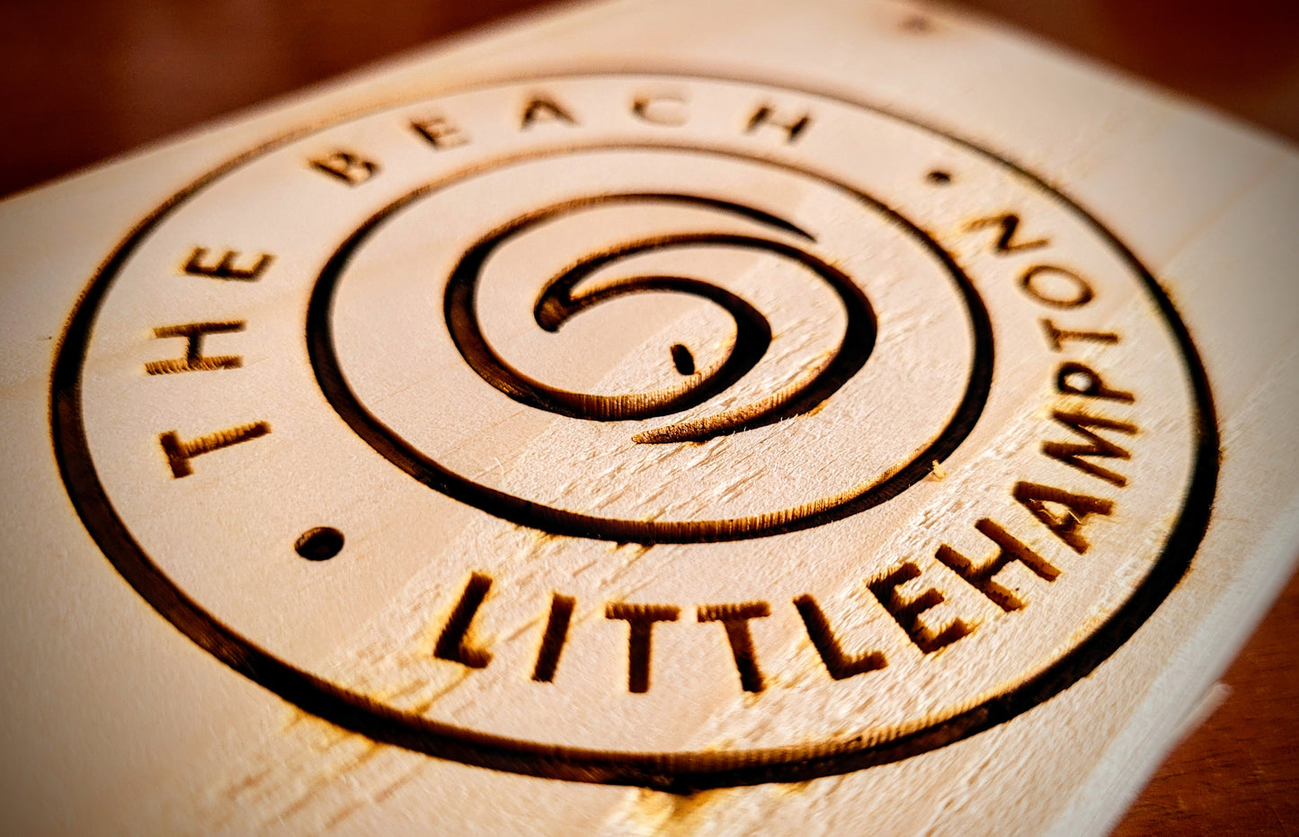 Custom Laser Engraved Company Logo Branding On Wood