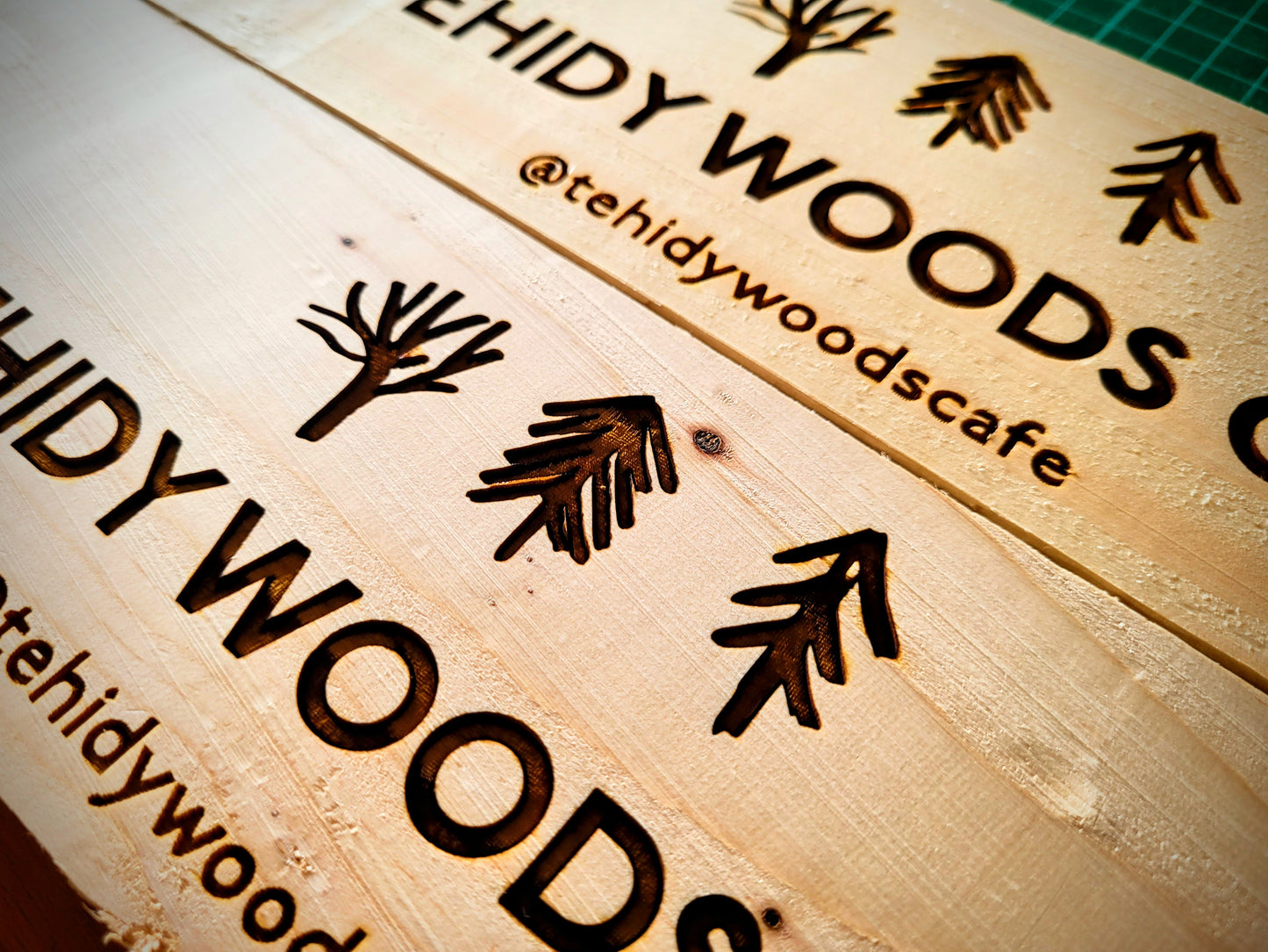 Custom Laser Engraved Company Logo Branding On Wood