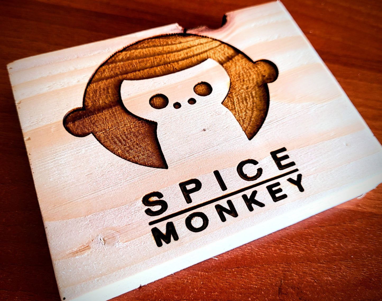 Custom Laser Engraved Company Logo Branding On Wood