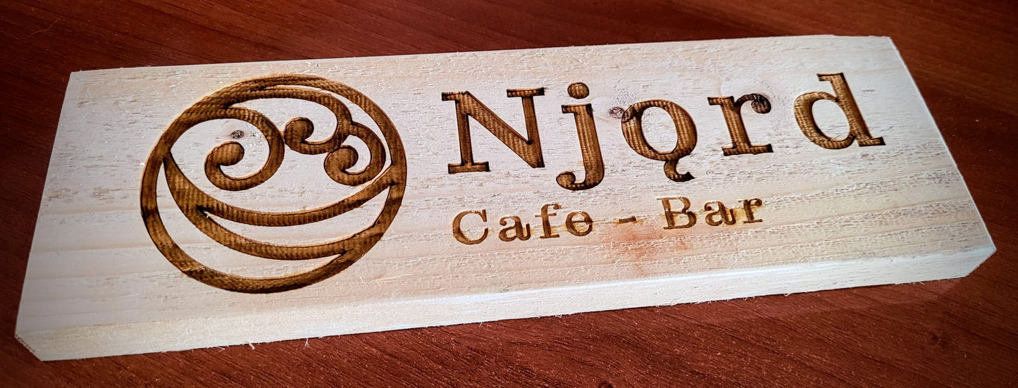 Custom Laser Engraved Company Logo Branding On Wood