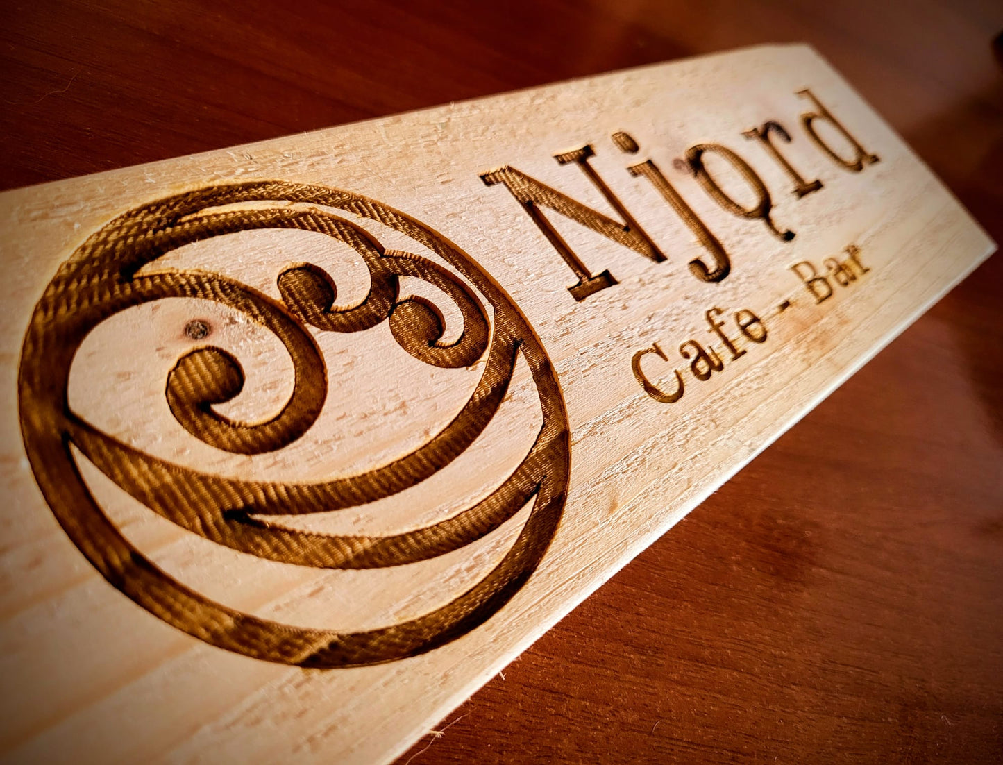 Custom Laser Engraved Company Logo Branding On Wood